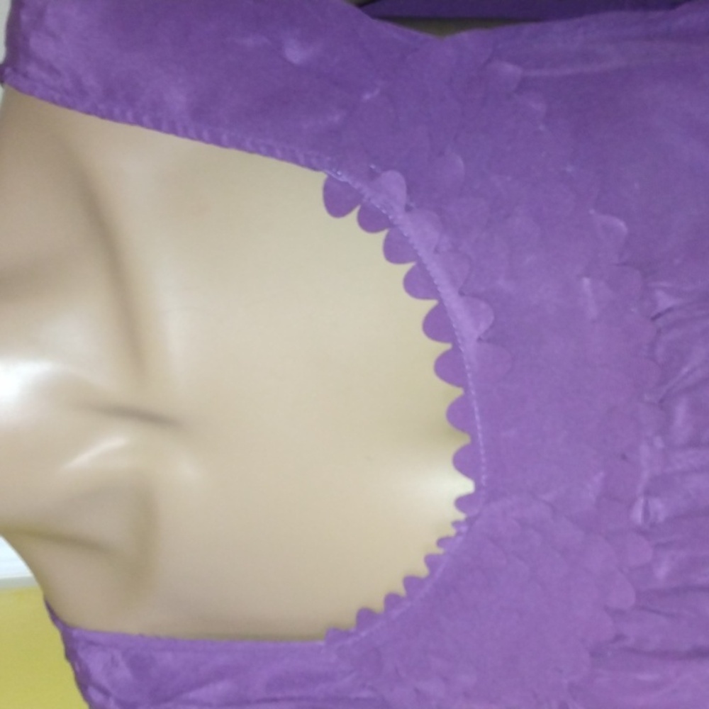 Purple 100% Silk Top Size XL Sleeveless Drawstring Bottom NWOT - Picture 3 of 9
